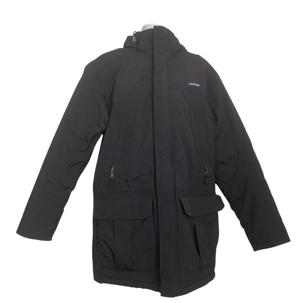 Lands' End Black Squall Jacket Men's Size S 34-36 Waterproof Windproof Fleece